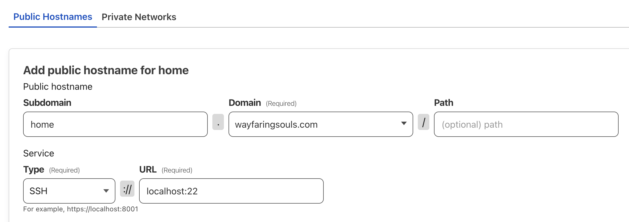 Cloudflare Tunnel Public Hostnames