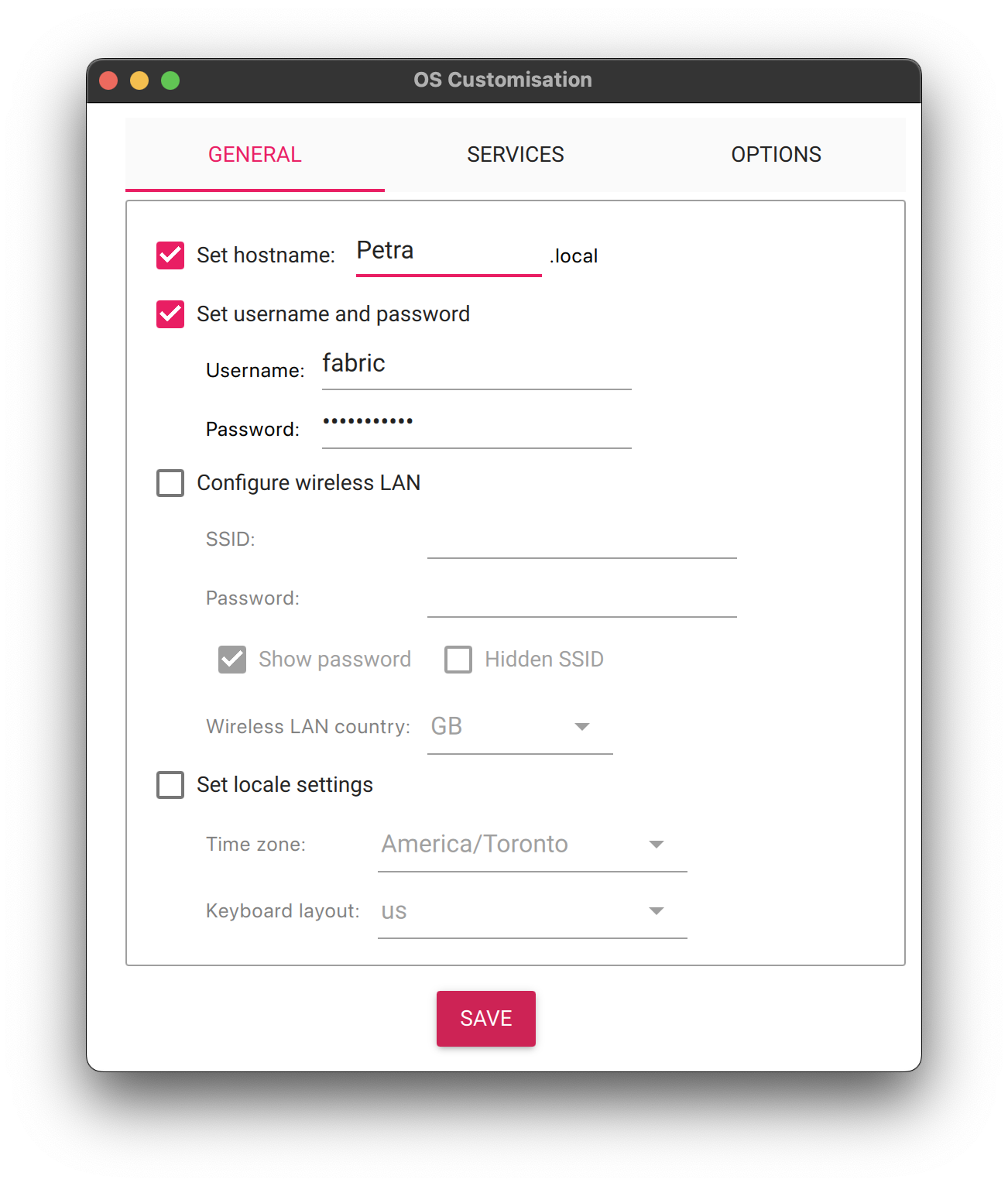 Raspberry Pi Imager Settings General